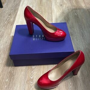 Red Stuart Weitzman platform heels